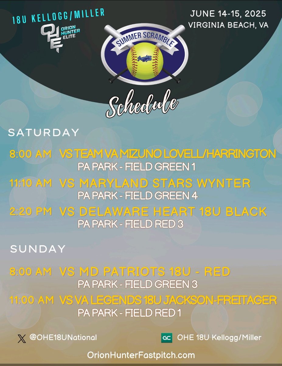 Sophia Grant (@6tater) on Twitter photo 💥Legendary Summer Scramble schedule for this weekend in VA Beach!👀you there! <a href="/FIUSoftball/">FIU Softball</a> <a href="/UNCSoftball/">Carolina Softball</a> <a href="/CNUSoftball/">CNU Softball- 2022 National Champions</a> <a href="/VWUSOFTBALL/">Va Wesleyan Softball</a> <a href="/JMUSoftball/">JMU Softball</a> <a href="/lynchburg_sb/">Lynchburg Softball</a> <a href="/Bh2osoftball/">Bridgewater Softball</a> <a href="/StocktonSofball/">StocktonSoftball</a> <a href="/DirectRecruits/">Direct Recruits</a> <a href="/TroyTrojansSB/">Troy Softball</a> <a href="/CoastalSoftball/">Coastal Carolina SB</a> <a href="/EckerdSoftball/">Eckerd Softball</a> <a href="/FlaglerSoftball/">Flagler Softball</a> 💥Legendary Summer Scramble schedule for this weekend in VA Beach!👀you there! <a href="/FIUSoftball/">FIU Softball</a> <a href="/UNCSoftball/">Carolina Softball</a> <a href="/CNUSoftball/">CNU Softball- 2022 National Champions</a> <a href="/VWUSOFTBALL/">Va Wesleyan Softball</a> <a href="/JMUSoftball/">JMU Softball</a> <a href="/lynchburg_sb/">Lynchburg Softball</a> <a href="/Bh2osoftball/">Bridgewater Softball</a> <a href="/StocktonSofball/">StocktonSoftball</a> <a href="/DirectRecruits/">Direct Recruits</a> <a href="/TroyTrojansSB/">Troy Softball</a> <a href="/CoastalSoftball/">Coastal Carolina SB</a> <a href="/EckerdSoftball/">Eckerd Softball</a> <a href="/FlaglerSoftball/">Flagler Softball</a>