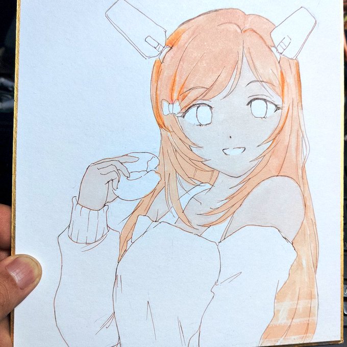 ああ、今日はサーモン進水日か。そう言えば途中まで描いた色紙有ったわ。糊かなんか着いちゃって色塗り失敗したので没に!( ;∀;)
#サーモン進水日 