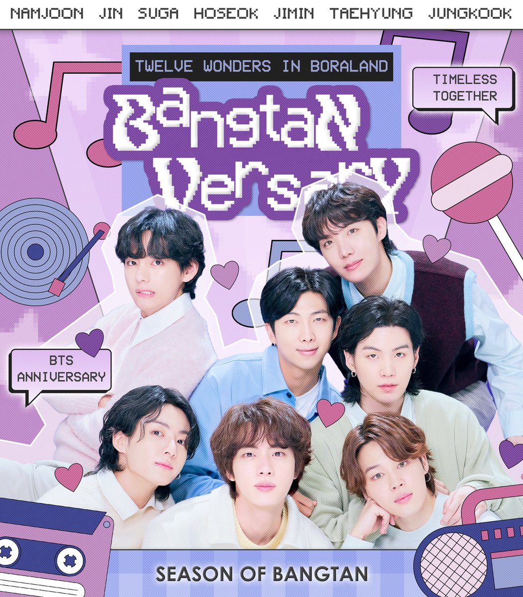 💜 As the seven stars aligned, they eternally bound in one mikrokosmos. This day marks as a tribute to the voyage we've sailed together. Now, shall the grand ceremony begins, at 𝗕𝗧𝗦 𝗔𝗻𝗻𝗶𝘃𝗲𝗿𝘀𝗮𝗿𝘆, 𝗧𝘄𝗲𝗹𝘃𝗲 𝗪𝗼𝗻𝗱𝗲𝗿𝘀 𝗶𝗻 𝗕𝗼𝗿𝗮𝗹𝗮𝗻𝗱! ✦︎