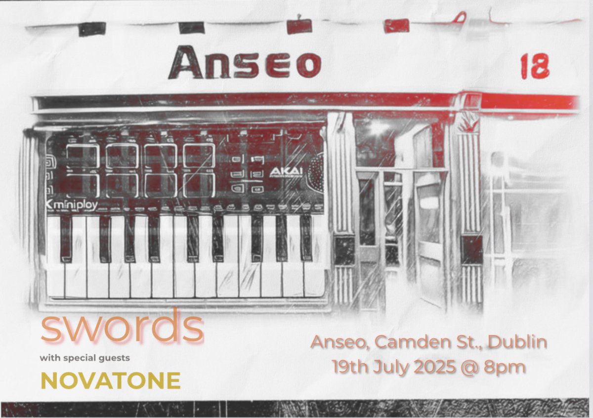 swordsband's tweet photo. We are delighted to announce @Novatone2 as special guests for our gig in Anseo Camden Street on July 19th. Can't wait to see these guys play… https://t.co/nZGISn345e