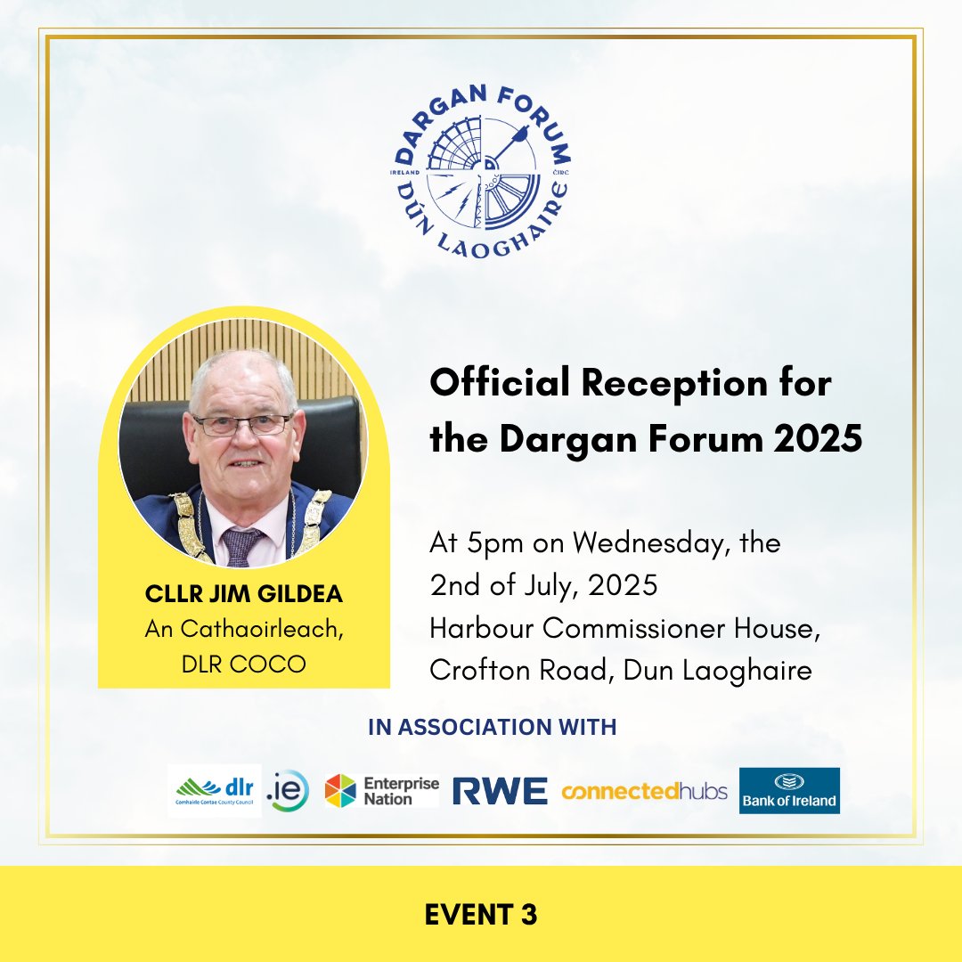 Dargan Institute clg, Dún Laoghaire (@darganinstitute) on Twitter photo We’re delighted that Cllr Jim Gildea, An Cathaoirleach of <a href="/dlrcc/">Dún Laoghaire-Rathdown County Council</a>, will join us as a Guest of Honour for the Dargan Forum Official Reception on July 2nd.
His presence reflects the Forum’s deep connection to local innovation, governance and civic leadership.
darganinstitute.ie/dargan-forum-2… We’re delighted that Cllr Jim Gildea, An Cathaoirleach of <a href="/dlrcc/">Dún Laoghaire-Rathdown County Council</a>, will join us as a Guest of Honour for the Dargan Forum Official Reception on July 2nd.
His presence reflects the Forum’s deep connection to local innovation, governance and civic leadership.
darganinstitute.ie/dargan-forum-2…