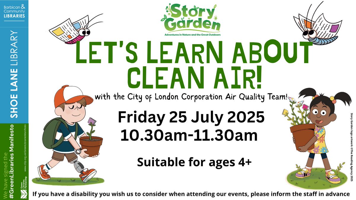Join the City of London Corporation Air Quality Team in the library for a Summer Reading Challenge craft, and learn about cleaner air!
Friday 25 July 2025
10.30-11.30am
Suitable for ages 4+