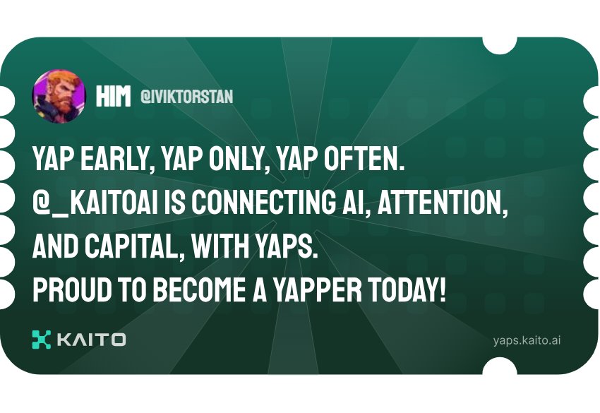 iviktorstan's tweet image. Yap early, yap only, yap often.
@KaitoAI is connecting AI, attention and capital with Yaps.
Just claimed my social card and I'm accumulating Yap points in real-time.
Claim yours 👉 yaps.kaito.ai/referral/18162…