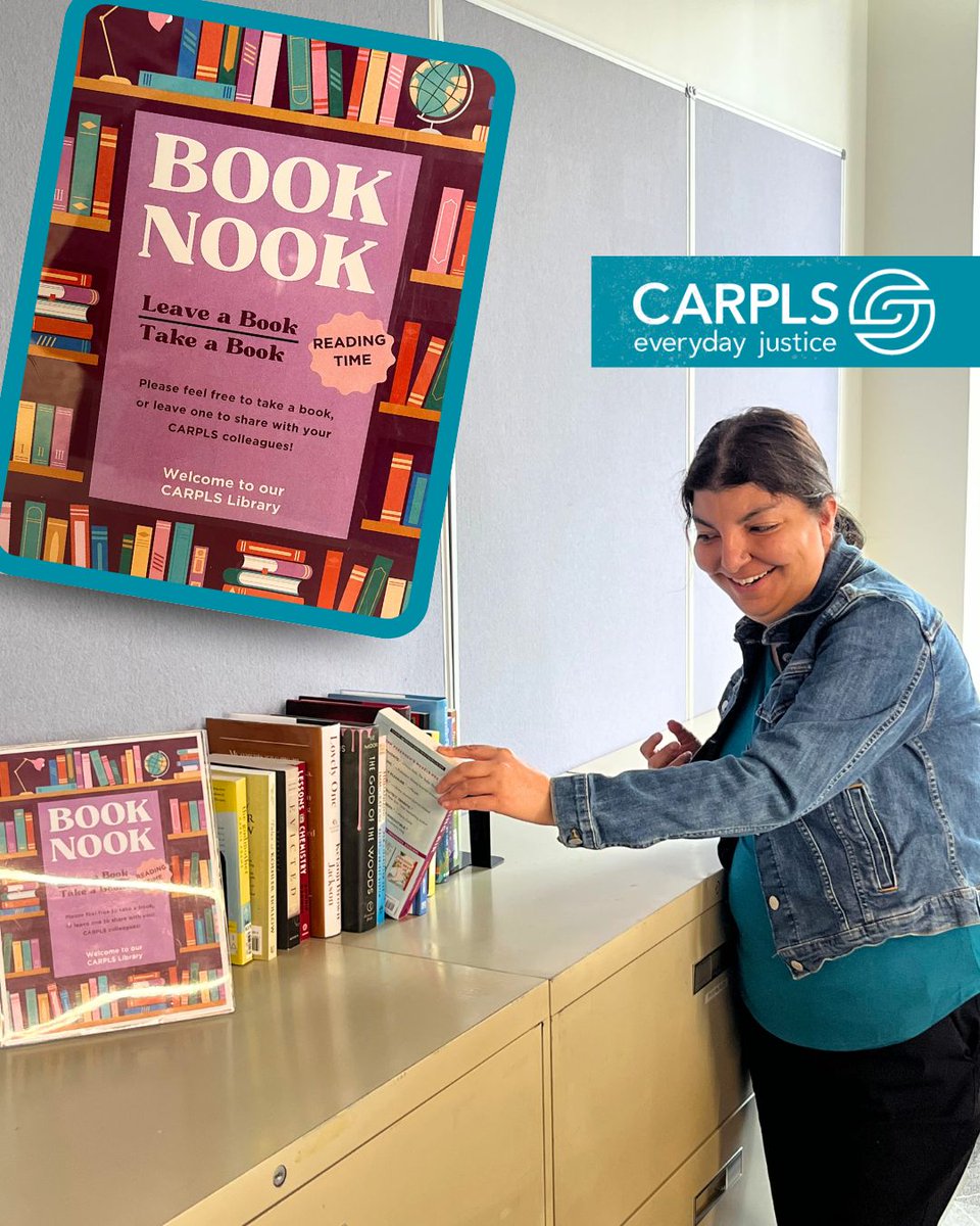 When they’re not answering calls on the hotline, CARPLS staff are diving into everything from legal thrillers to swoon-worthy romances 📚✨

Introducing The Book Nook — a cozy corner of our office curated by Director of Operations Melissa Wemstrom and Law Clerk Sara Espahbodi.