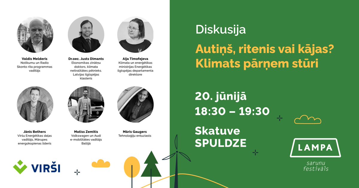 Jau pēc nedēļas piektdienā - <a href="/FestivalsLAMPA/">Sarunu festivāls LAMPA</a> sarunāsimies par ilgtspējīgāku transporta sektoru. Tiekamies!
#Lampa2025 #TurpināmDarīt