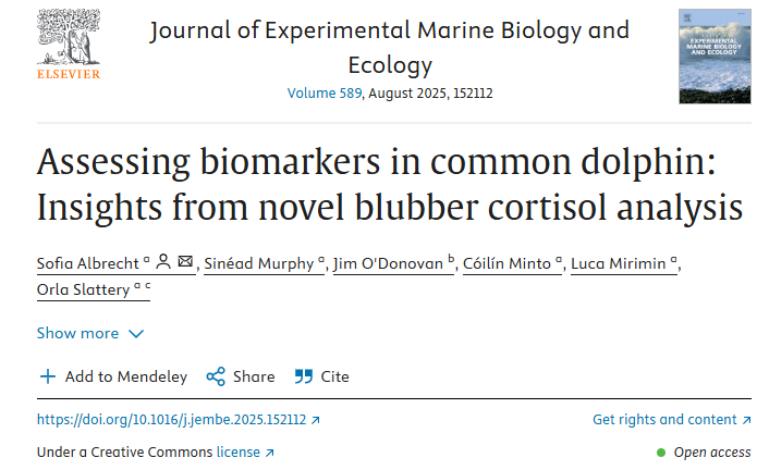 MfrcATU's tweet image. [new paper out]

Another paper of Dr @seasofia  on common dolphins is now available at: doi.org/10.1016/j.jemb…

This paper uses a new method for cortisol extraction from dolphin blubber tissue with potential for a faster, more cost-effective protocol.