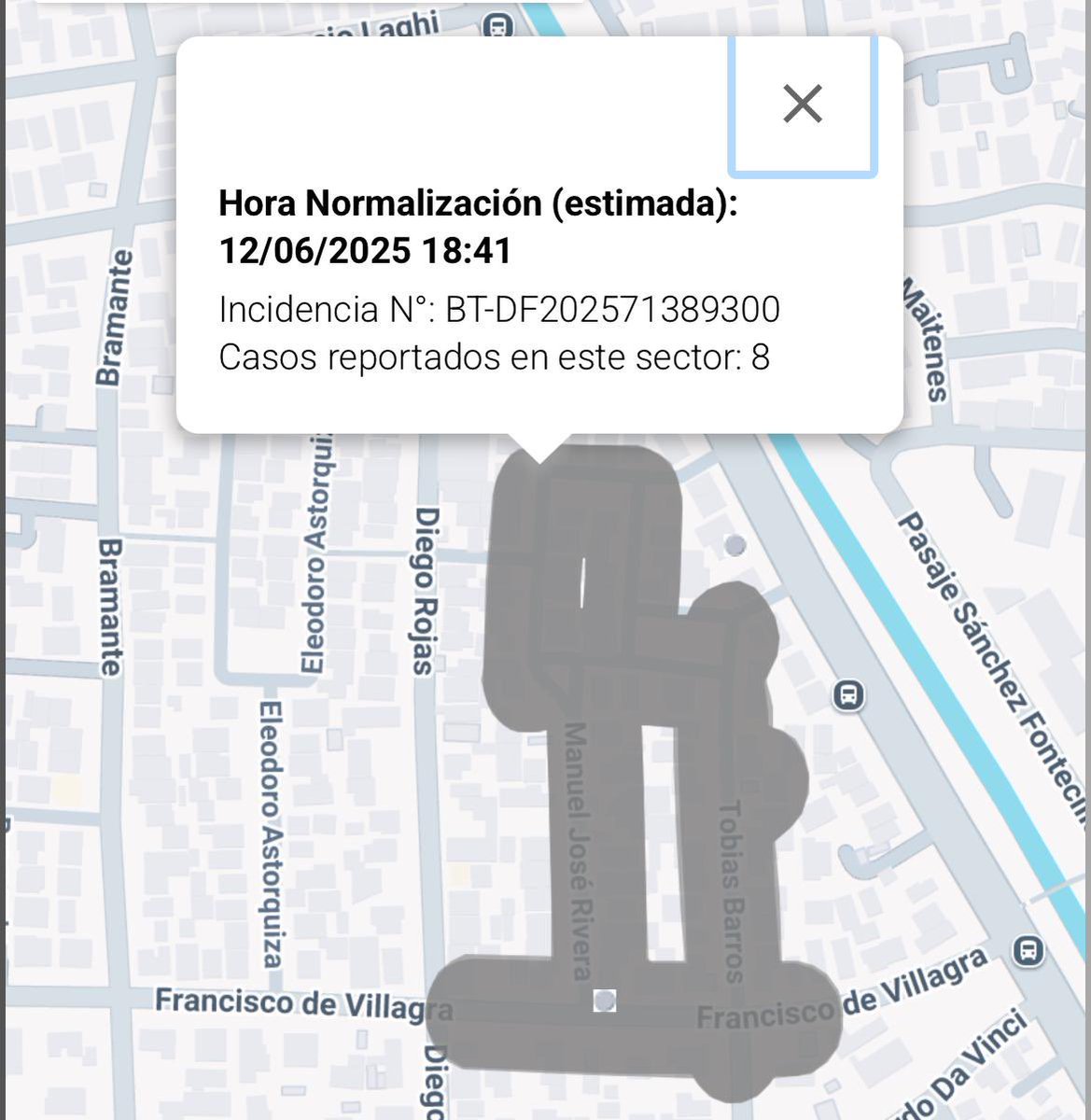 🔴 CORTE DE LUZ

En el sector Francisco de Villagra - Manuel José Rivera - Tobías Barros.

Equipos de ENEL se dirigen a trabajar en la zona.