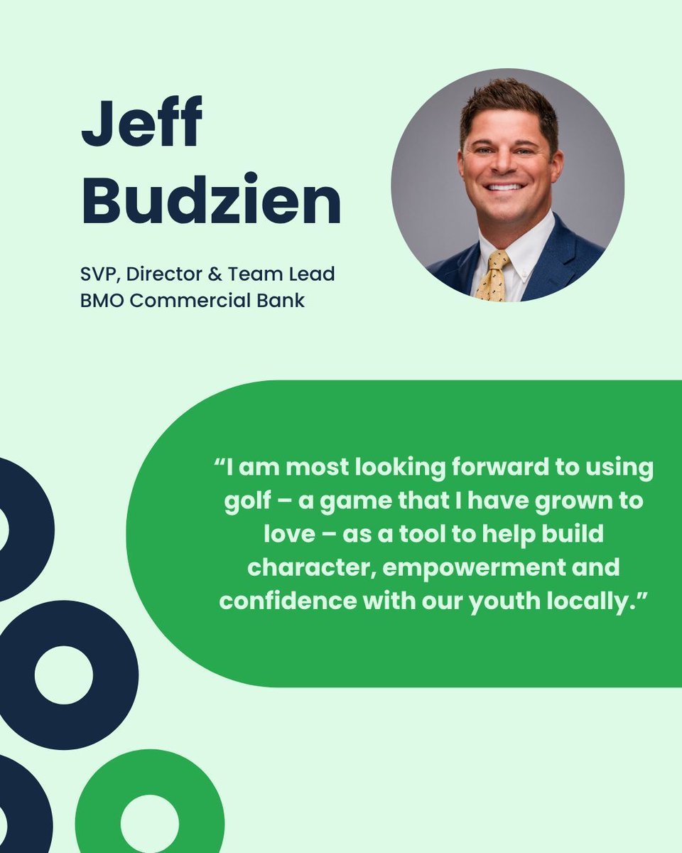 We’re excited to welcome Jeff Budzien, SVP, Director &amp; Team Lead at BMO Commercial Bank, to our board!

#FirstTeeSEW | #BuildingGameChangers
