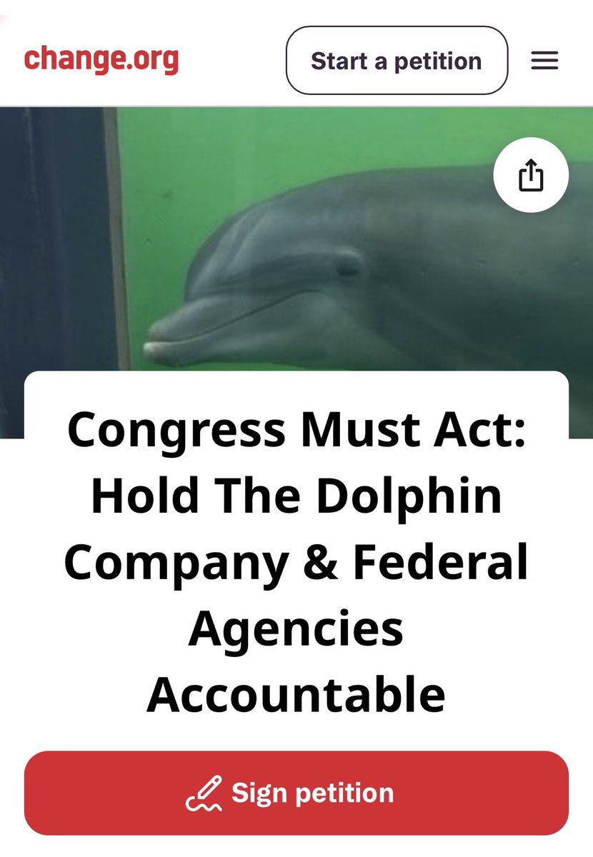 URGENT: Sign and share our petition demanding Congress hold federal agencies accountable for failing to enforce animal welfare laws and stop The Dolphin Company’s abuse.

chng.it/hQK5zqXJy8
