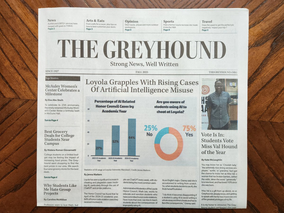 CommPound's tweet image. The Greyhound's Fall 2025 print edition has just been released 📰This is their 3rd edition in 12 months!

Make sure to pick up your copy at our Greyhound news stands near Starbucks, Boulder Cafe and the Green &amp;amp; Grey Cafe in the Fernandez Center.