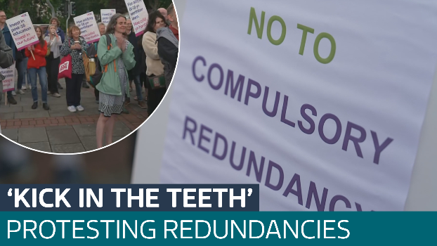 ITVWales's tweet photo. Bangor University staff are protesting redundancies whilst Vice Chancellor set to receives pay rise
https://t.co/Z1fRzQk25Z https://t.co/2toB4d7PAR