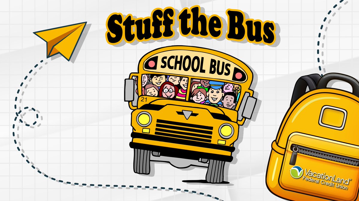 Are school supplies becoming a financial burden? Stuff the Bus is excited to offer FREE backpacks and essential school supplies to K-8 students in our community. If your child needs supplies to thrive next year, it's crucial to register by 7/27 at vlfcu.org/stuffthebus.