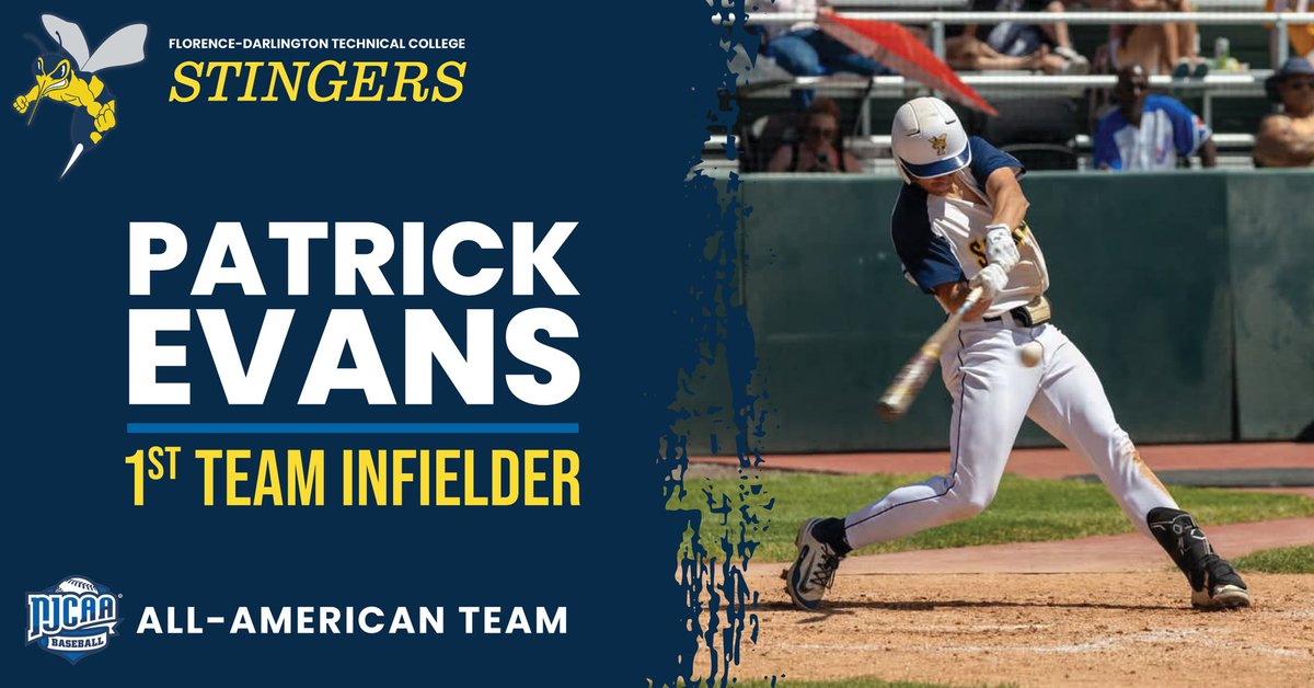 Congrats to Stinger Infielder Patrick Evans, 1st Team <a href="/NJCAABaseball/">NJCAA Baseball</a> All-American!