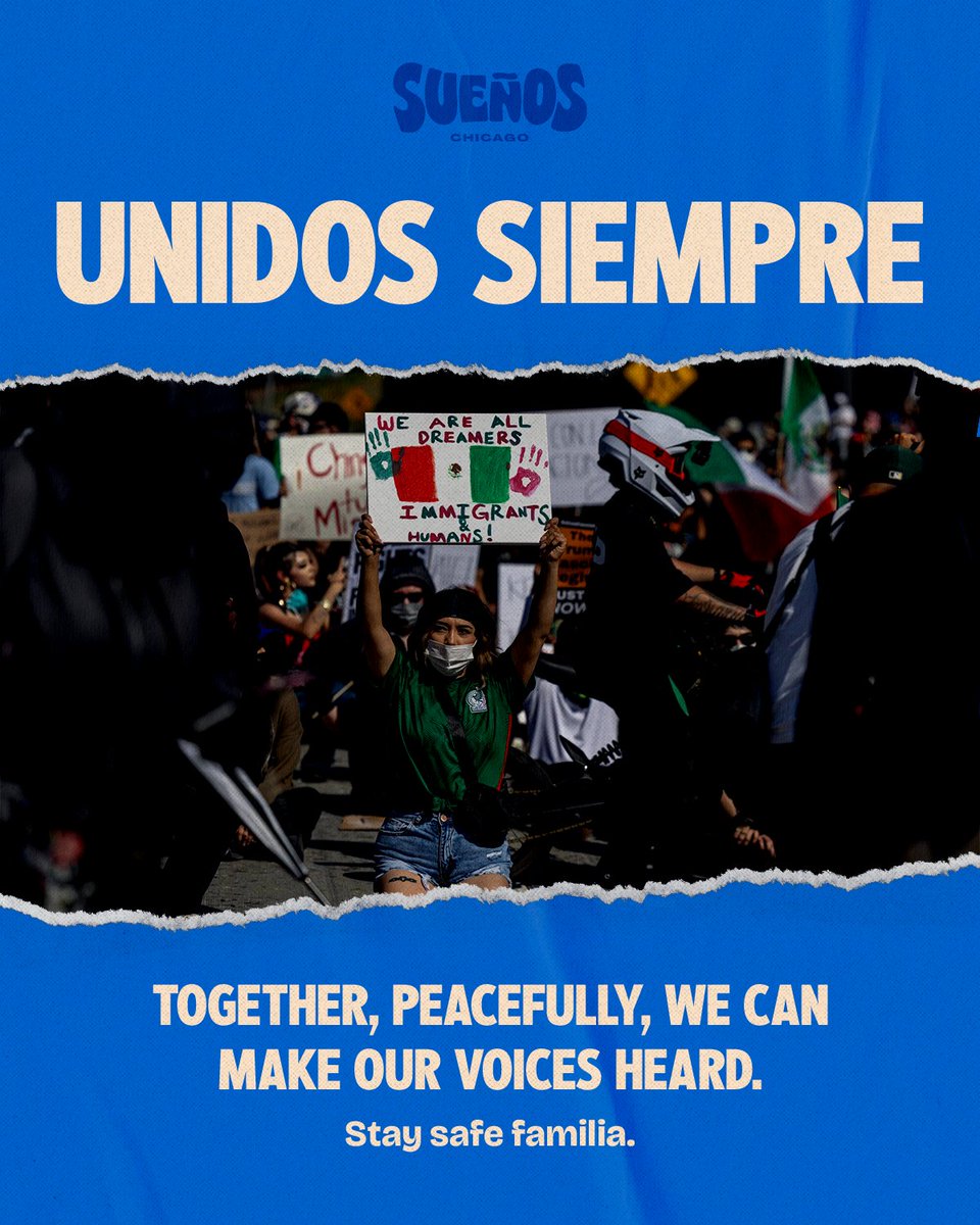 Words don’t do justice for the sorrow we feel por lo que nuestra comunidad está enfrentando.

TOGETHER, PEACEFULLY, WE CAN MAKE OUR VOICES HEARD!

UNIDOS SIEMPRE. 

Stay safe, familia.