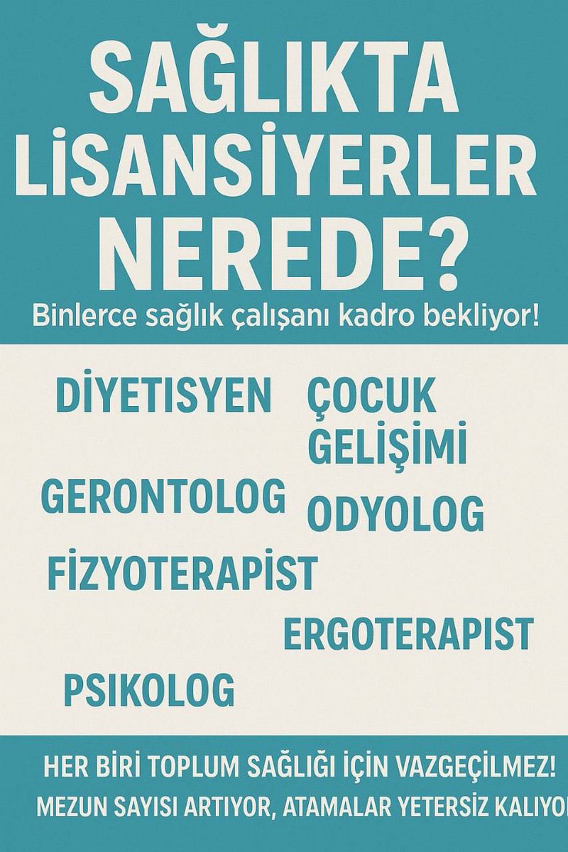 fizyoterapistus's tweet photo. Fizyoterapist, diyetisyen, psikolog, dil konuşma terapisti, odyolog, ergoterapist, biyolog, çocuk gelişimci, sosyal çalışmacı, sağlık fizikçisi, veteriner hekim ve gerontologlar hak ettikleri adil alım sayılarını bekliyorlar.
@drmemisoglu
@saglikbakanligi
#SbEylüldeLisansıUnutma https://t.co/N9sAtHXhjl