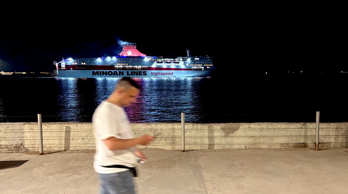 Night ferry to Crete leaves Piraeus.
