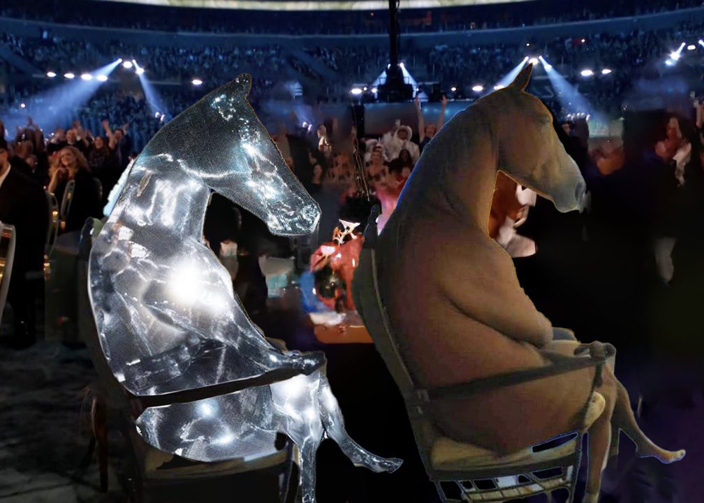 willfulchaos's tweet photo. reneigh and chardoneigh watching the act iii horse accept the grammy for best album cover: https://t.co/8Ts3H3OvX0
