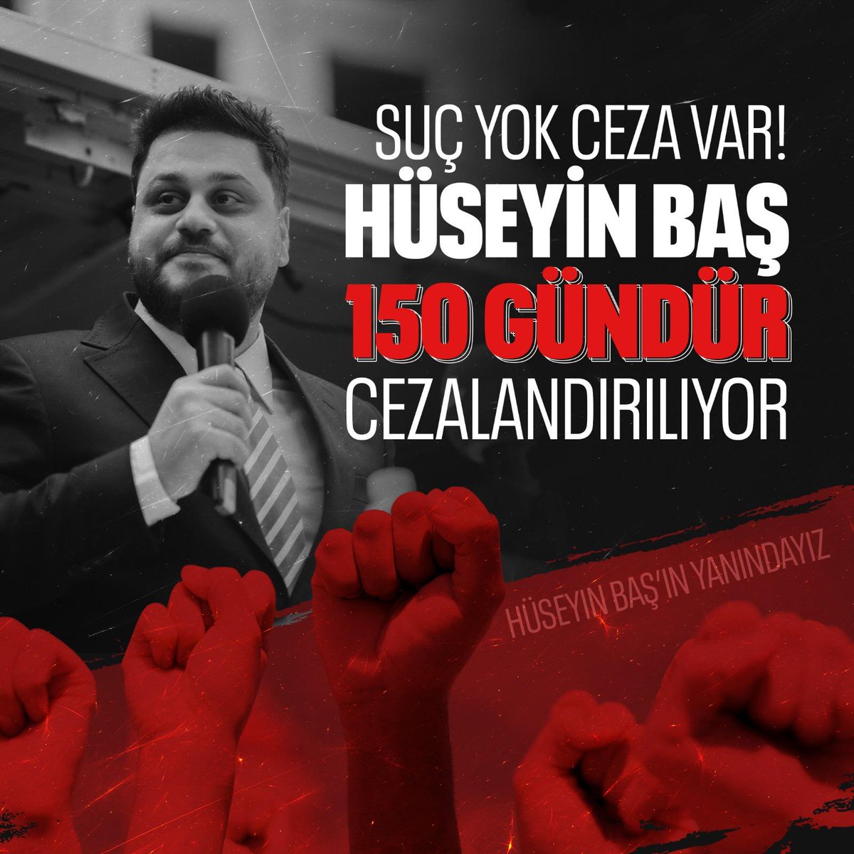Bu ülkede gerçeği söyleyenler değil, görmezden gelenler ve gerçeği çarpıtanlar özgür. Hüseyin Baş doğruları dile getirdiği için #150gün dür adli kontrolde. Muhalefet demokrasinin nefesidir, kesilemez.