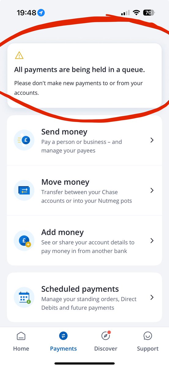 AS_Consultancy's tweet image. Is anyone else suffering with @Chase not being able to process payments at the moment? 

#chase #chasebank worrying…..talk about a confidence knock.