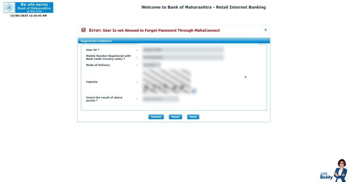 Rahul Parwal 🇮🇳 (@parwalrahul) on Twitter photo User is not alowed (allowed) to forget password..
<a href="/RBI/">ReserveBankOfIndia</a> do you have some guidelines towards a bare minimum user experience / usability for Indian banking customers?
<a href="/mahabank/">Bank of Maharashtra</a> please help me. I don't know what to do from here. User is not alowed (allowed) to forget password..
<a href="/RBI/">ReserveBankOfIndia</a> do you have some guidelines towards a bare minimum user experience / usability for Indian banking customers?
<a href="/mahabank/">Bank of Maharashtra</a> please help me. I don't know what to do from here.