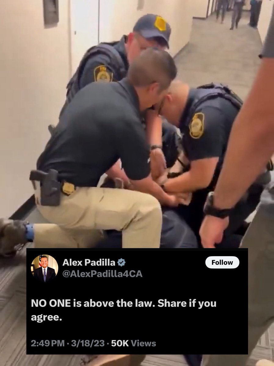 <a href="/DC_Draino/">DC_Draino</a> "NO ONE is above the law. Share if you agree." — Alex Padilla, 03/18/2023