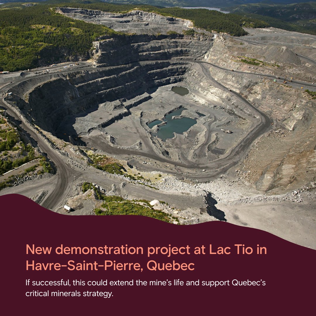 Our new demo project at Lac Tio Mine in Quebec could extend mine life and support Quebec’s critical minerals strategy. We're testing how to:

📈 Improve ore extraction and processing efficiency
🚚 Cut down on waste we transport
🔎 Unlock new areas of the deposit
✅ Reduce our