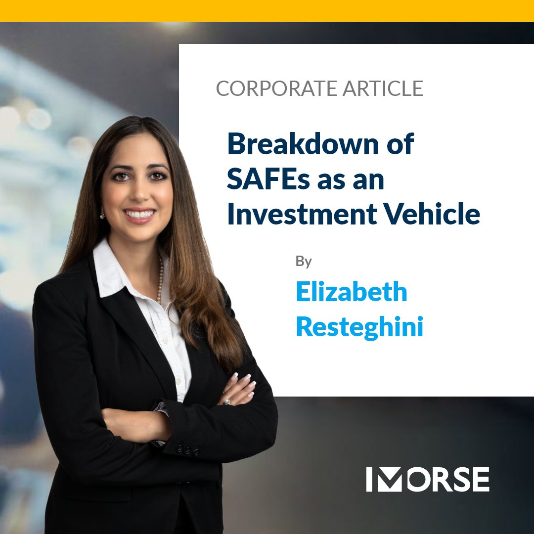 SAFEs can be a great investment vehicle for both companies and investors.

Liz Resteghini breaks down what a SAFE is, how it works, the key risks and benefits for both sides of the deal, and how SAFEs compare to convertible notes.
morse.law/news/breakdown…

#VentureCapital #SAFE
