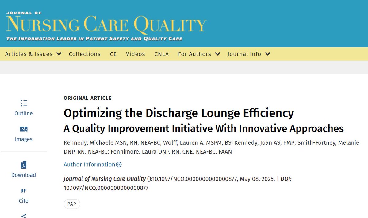 "Optimizing the Discharge Lounge Efficiency: A Quality Improvement Initiative With Innovative Approaches"

A project team sought to reduce wait times for patients admitted from the emergency department by reducing discharge delays.

tinyurl.com/55cb8spu