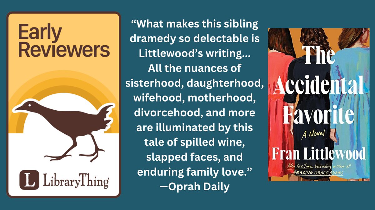 LibraryThing (@librarything) on Twitter photo "A wryly resonant and deeply moving family dramedy investigating the question so many of us have asked ourselves: do my parents have a favorite?"
Enter to win a copy of Fran Littlewood's "The Accidental Favorite" from <a href="/HenryHolt/">Henry Holt & Company</a> "A wryly resonant and deeply moving family dramedy investigating the question so many of us have asked ourselves: do my parents have a favorite?"
Enter to win a copy of Fran Littlewood's "The Accidental Favorite" from <a href="/HenryHolt/">Henry Holt & Company</a>