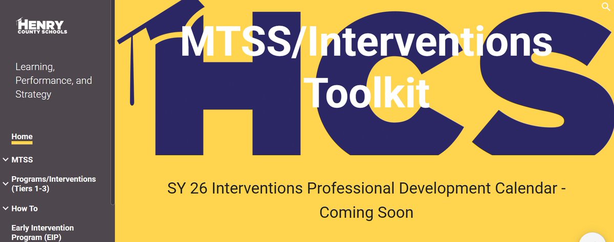 Teachers and students aren't the only ones refreshed over the summer.  The HCS MTSS Toolkit has been redesigned for better navigation.