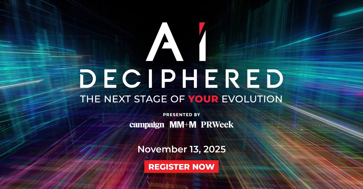 Generative AI is changing the creative brief, the media plan — and the way ideas come to life. Join us at AI Deciphered, where agencies, marketers and platforms converge to shape what’s next. Register now while early bird pricing lasts → aidecipheredsummit.com/?promo=CampEar… #AIDeciphered2025