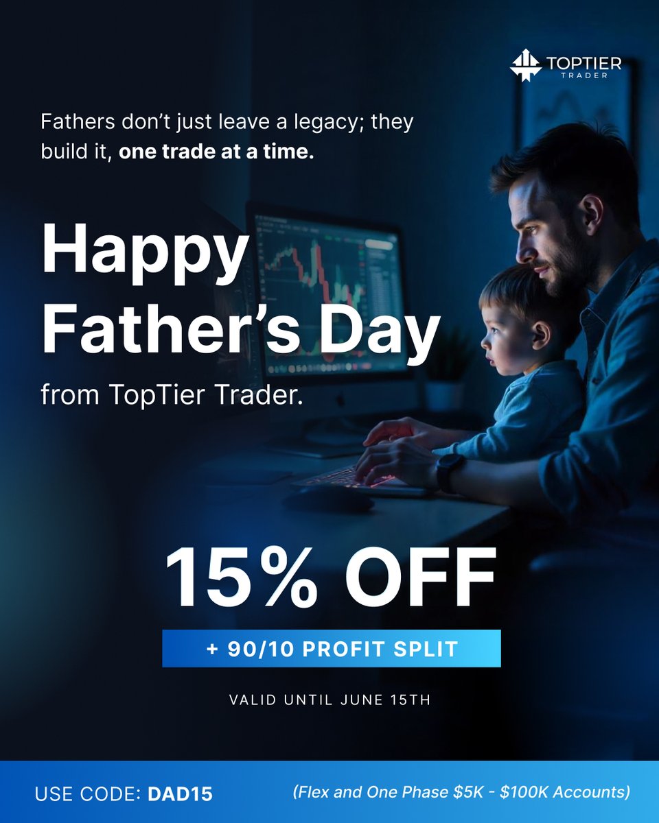 Being a dad is the ultimate long-term position. 😤🔥

Head to the link in our bio to get 15% Off + 90% Profit Split on your next One - Phase or Flex Challenge. 
Valid thru 6/15.

#TopTierTrader #TopTier #Propfirm #Forex #Trading #FathersDay