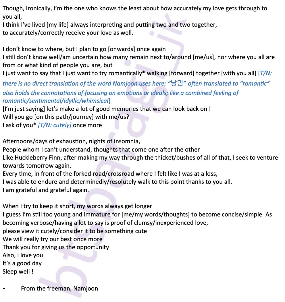 250613 Namjoon’s Weverse Letter Translation 
My own notes are in blue and italics!
Also my translating skills might’ve gotten rusty (it’s been a while😅)
Happy 0613 everyone💜