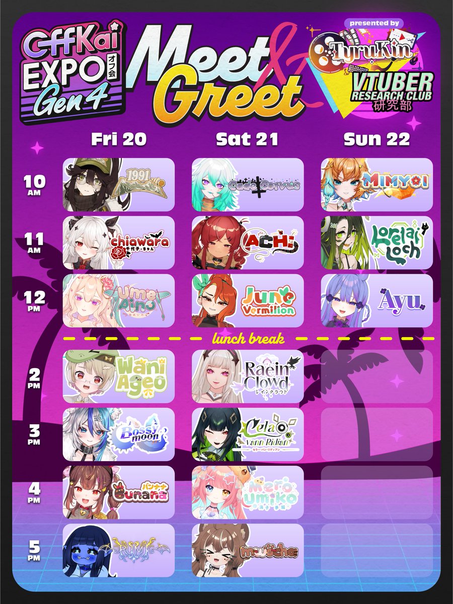 TyruKin/EditorVgenOpen (@tyru_kin) on Twitter photo The official schedule for the Offkai meet and greet. Do you see your oshi?? Be sure to come on by and say hi!
Powered by <a href="/VTResearchClub/">VTuber Research Club</a> Please go give them some love! The official schedule for the Offkai meet and greet. Do you see your oshi?? Be sure to come on by and say hi!
Powered by <a href="/VTResearchClub/">VTuber Research Club</a> Please go give them some love!