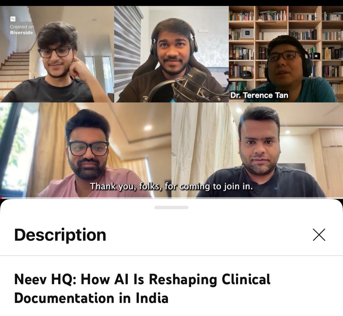 We had a thoughtful exchange with Dr. Terence Tan on clinical documentation, real-world adoption, and what building for Indian healthcare actually demands.
This one goes deeper than usual.

🎧 Full episode: youtu.be/TIt0JOgmloU?si…