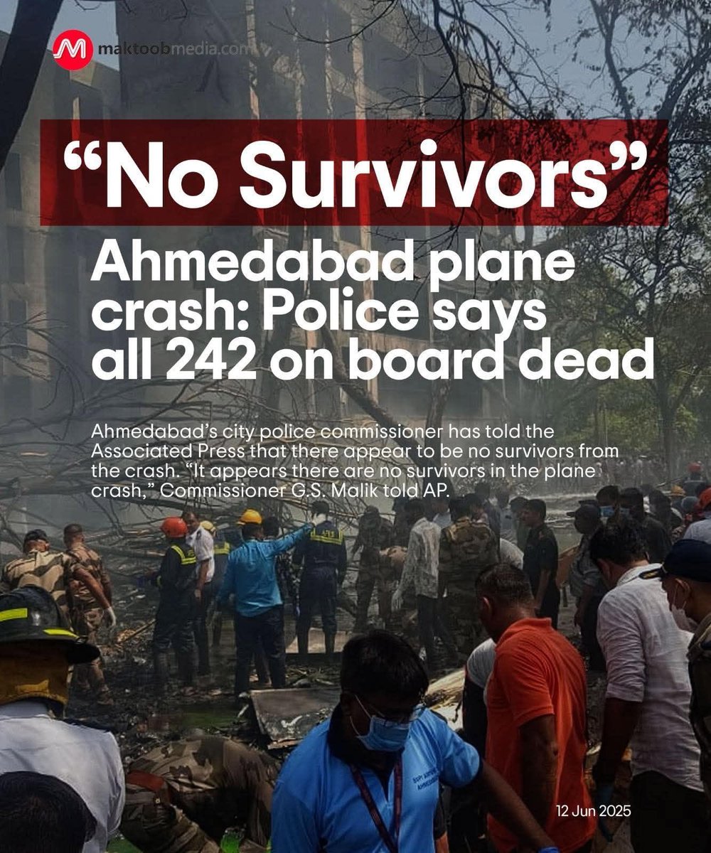 It’s so painful to read this!!
“No survivors” 😓😖

#planecrash #Ahmedabad #AirIndia