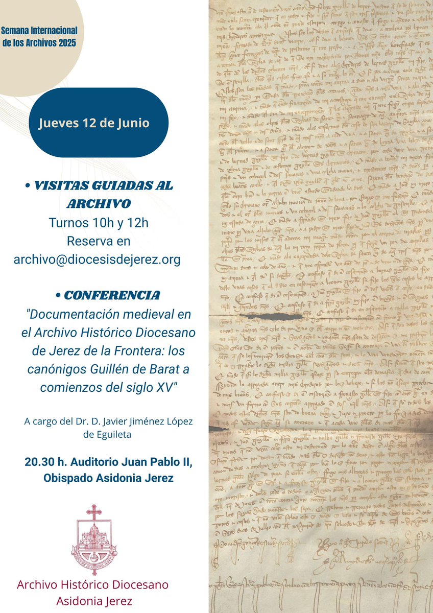 CEHJerezanos's tweet photo. Compartimos el cartel de la conferencia de nuestro compañero, Javier Jiménez López de Eguileta, esta tarde a las 20:30 horas, en el Auditorio Juan Pablo II, Obispado Asidonia Jerez. https://t.co/FcJ9RZEWDM