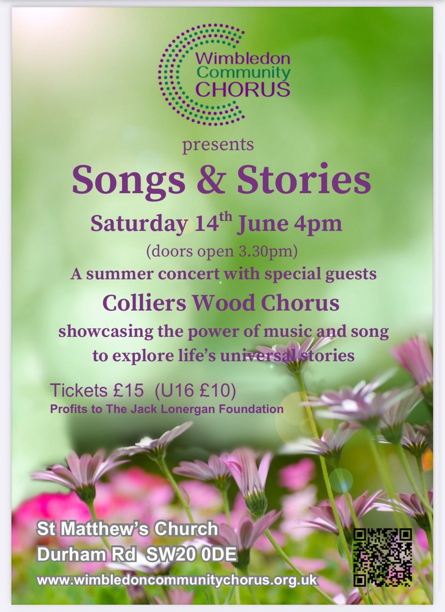 RPLibDems's tweet image. On Saturday, join the Wimbledon Community Chorus as they raise money with Colliers Wood Chorus for the Jack Lonergan Foundation. It is right near us at St Matthew’s Church #RaynesPark - Book now for Songs &amp;amp; Stories - Summer Concert. ticketsource.co.uk/wcc/songs-stor…