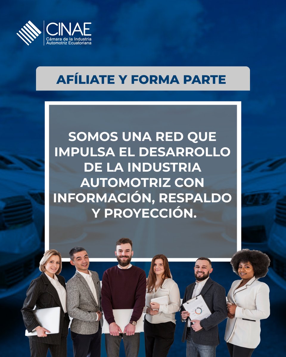 En la industria automotriz, avanzar es clave!
CINAE potencia tu empresa con representación, visibilidad y respaldo.
Afíliate y pon tu negocio en marcha hacia el éxito.
Contáctanos y se parte de nuestros aliados!