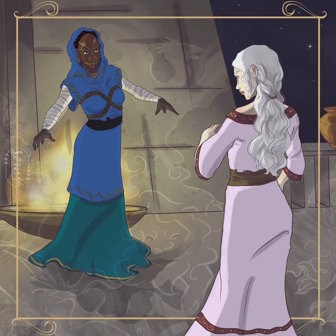 virginrosess's tweet image. “it’s 3 AM and this lacquer masked lady won’t stop giving me riddles.” 

art by samartworksblog