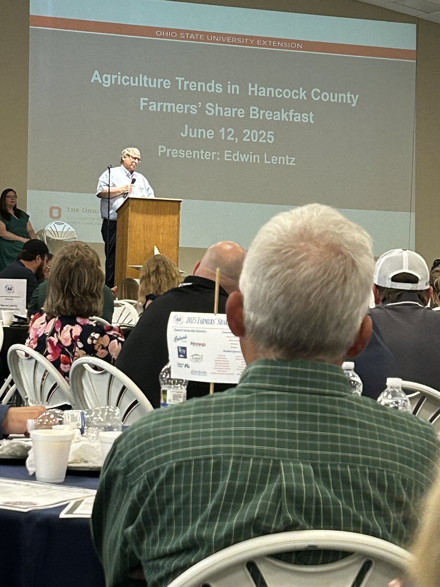 Congrats to new inductees of the Hancock Co. Ag Hall of Fame at today’s Farmers Share Breakfast. Former Cory-Rawson classmate and friend Mike Biery was inducted posthumously and Kuntz family cattle farm from Liberty-Benton were also recognized with the 2025 Ag Enterprise Award.