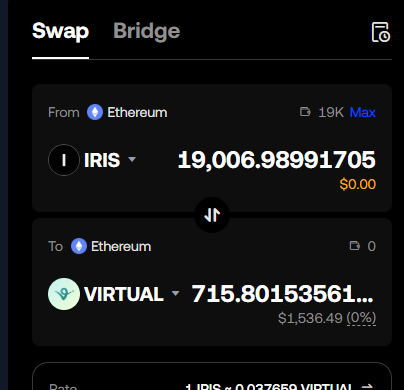 Shun | t (@0xshunnn) on Twitter photo Still fading $VIRTUAL <a href="/virtuals_io/">Virtuals Protocol</a>???
$IRIS just drop the biggest genesis launch in history with 650x return, and I'm able to swap my allocation in 360x return from $4.2 to whopping $1,500+
Not much for the whales out there but it's a lot of $$$ for me.
It's not too late IMO, Still fading $VIRTUAL <a href="/virtuals_io/">Virtuals Protocol</a>???
$IRIS just drop the biggest genesis launch in history with 650x return, and I'm able to swap my allocation in 360x return from $4.2 to whopping $1,500+
Not much for the whales out there but it's a lot of $$$ for me.
It's not too late IMO,