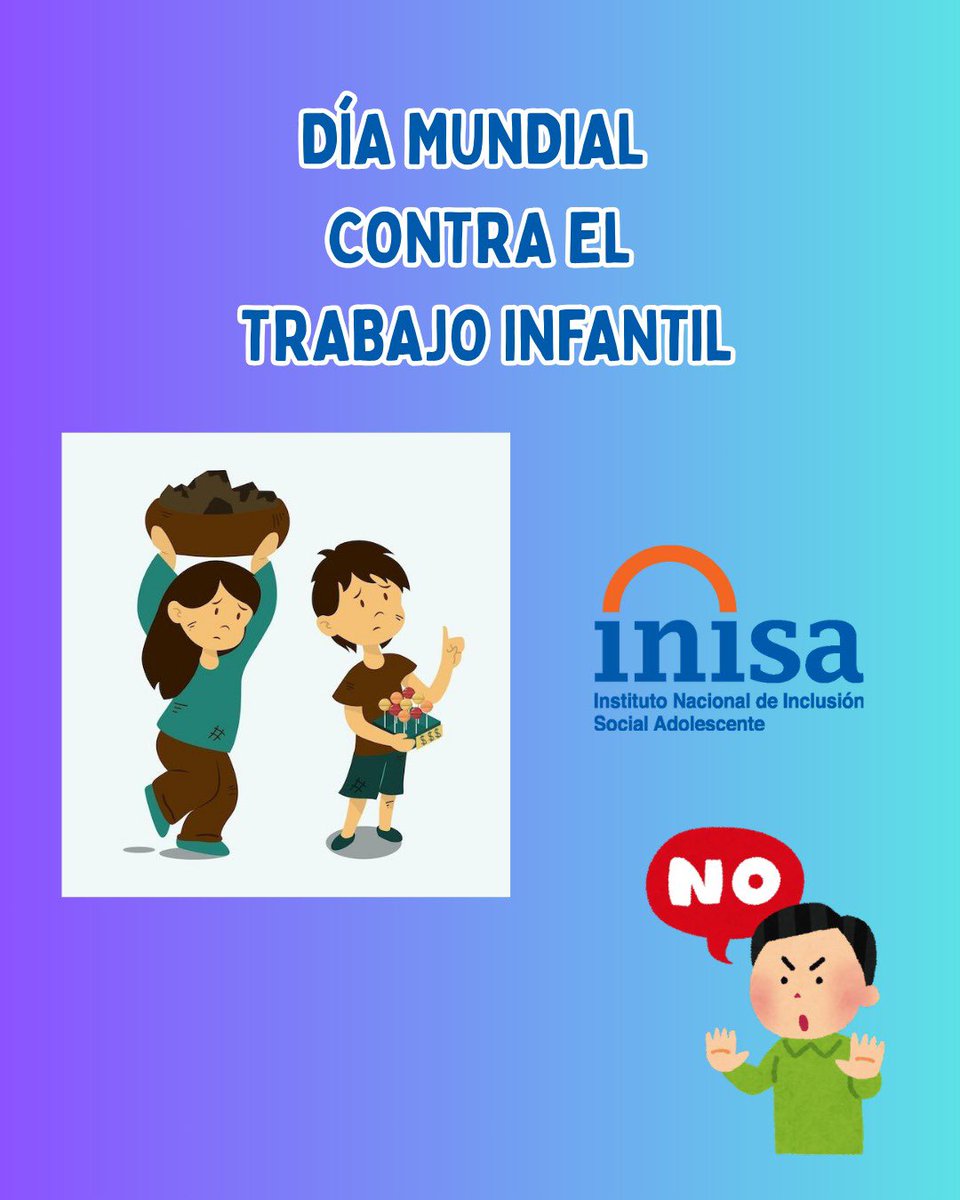 Como director de Inisa, reafirmo nuestro compromiso en la lucha contra el trabajo infantil en el Día Mundial contra esta problemática. Juntos, podemos proteger y promover los derechos de los niños y niñas. 

#DiaMundialContraelTrabajoInfantil