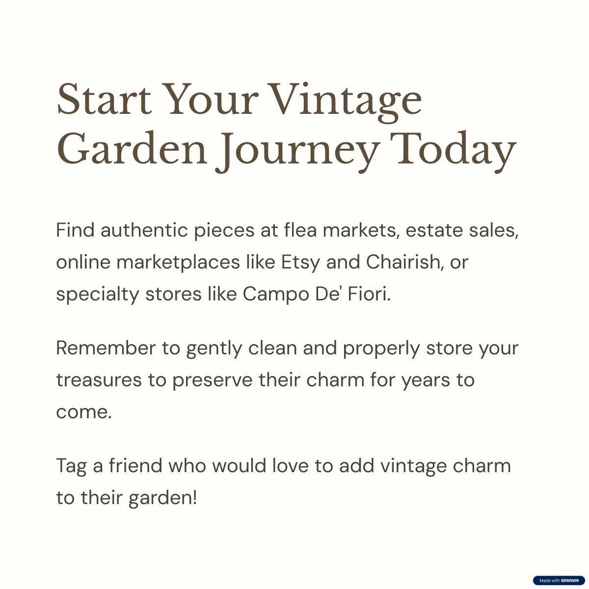 Your grandma’s backyard had more style than your Pinterest board.

Start by showing a bland modern yard, then hit with a montage of vintage pieces that scream personality.
#VintageGarden #RetroVibes #BackyardGlowUp
MORE IN🫴🫴🫴mydesiredhome.com/vintage-garden…