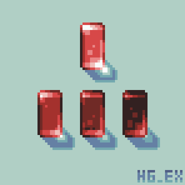 ドット絵「赤系透過石4つ」
#ドット絵 #pixelart #dotpict #ピクセルアート