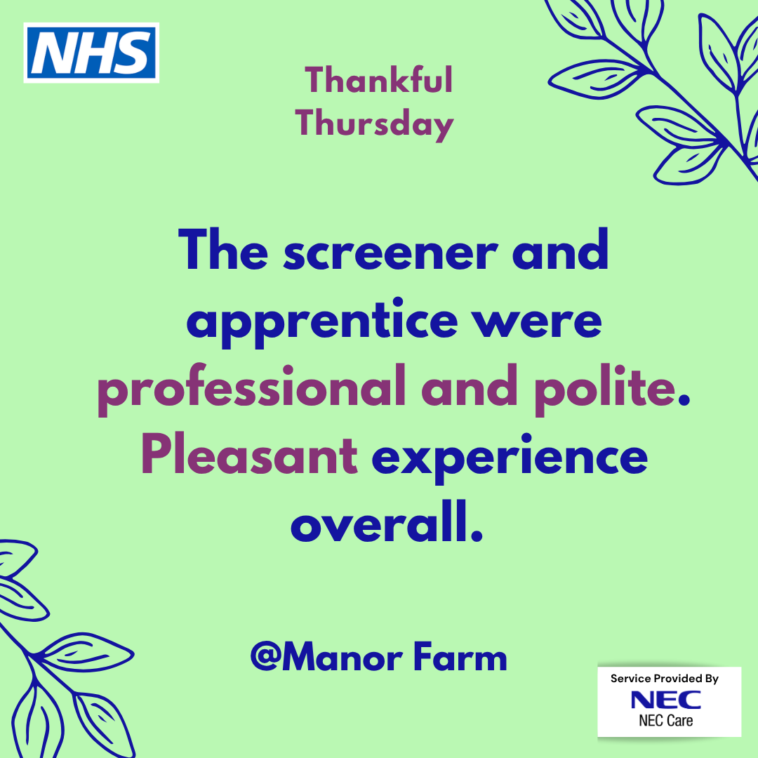 cm_neccare's tweet photo. Thankful Thursday
We are grateful for your feedback and support! Your kind words and encouragement mean the world to us.
If you'd like to recognise our dedicated staff members for their exceptional service, please nominate them for the NEC Values In Practice (VIP) award. https://t.co/ECDAr3hkv6