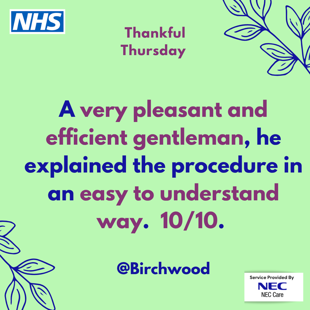 cm_neccare's tweet photo. Thankful Thursday
We are grateful for your feedback and support! Your kind words and encouragement mean the world to us.
If you'd like to recognise our dedicated staff members for their exceptional service, please nominate them for the NEC Values In Practice (VIP) award. https://t.co/ECDAr3hkv6