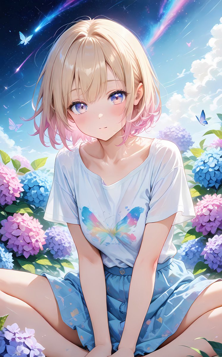 White091896's tweet photo. 紫陽花の季節ですね💜💙
The season of hydrangeas has come❣️
明日も頑張りましょう🌱
おやすみなさい😴💤💤🌙
#AIイラスト #AIart https://t.co/PKiPC5Gpsr