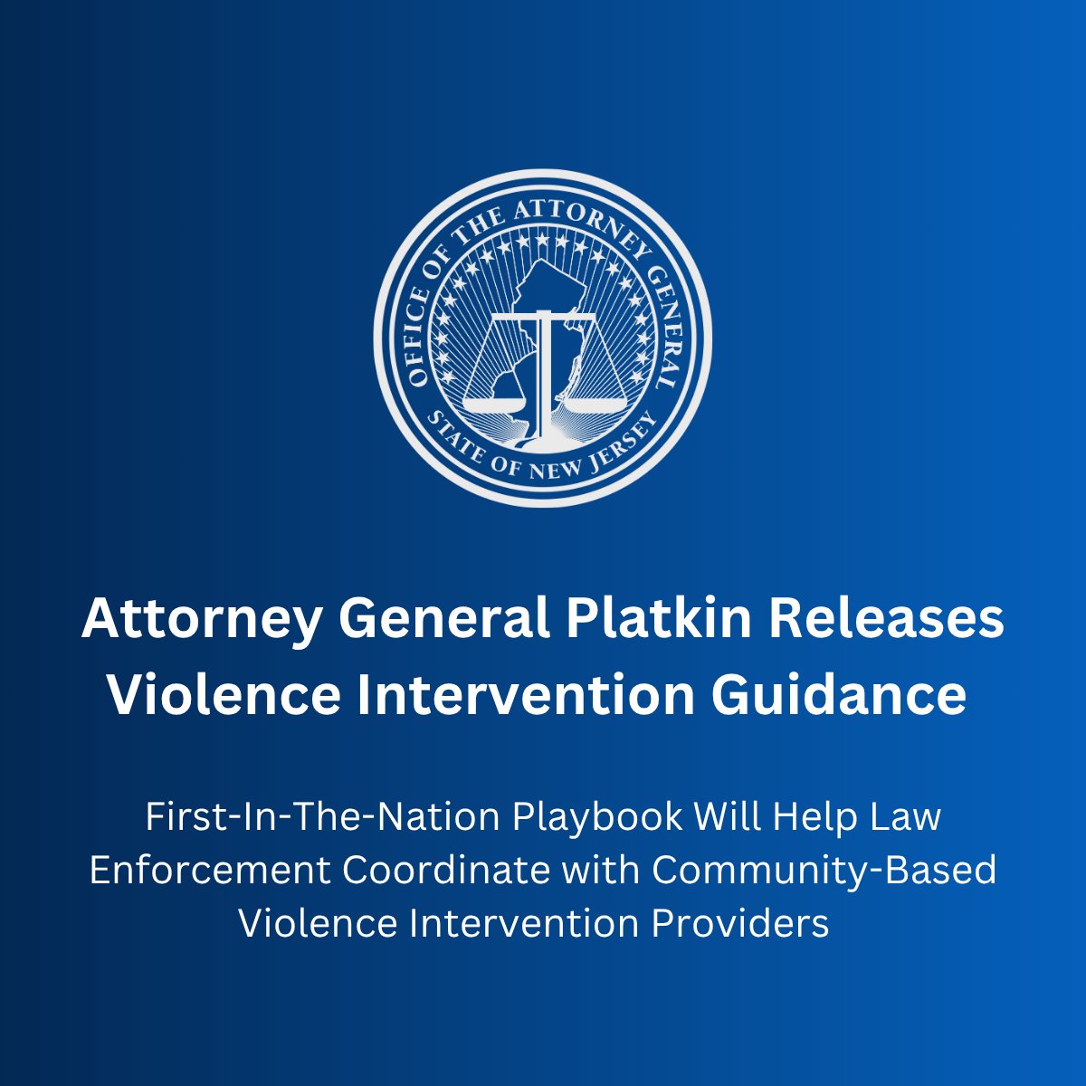 Today I announced a first-in-the-nation report to guide how law enforcement and community violence intervention groups can partner to reduce gun violence. This kind of collaboration saves lives—and builds safer, stronger communities.

Read more here: njoag.gov/attorney-gener…