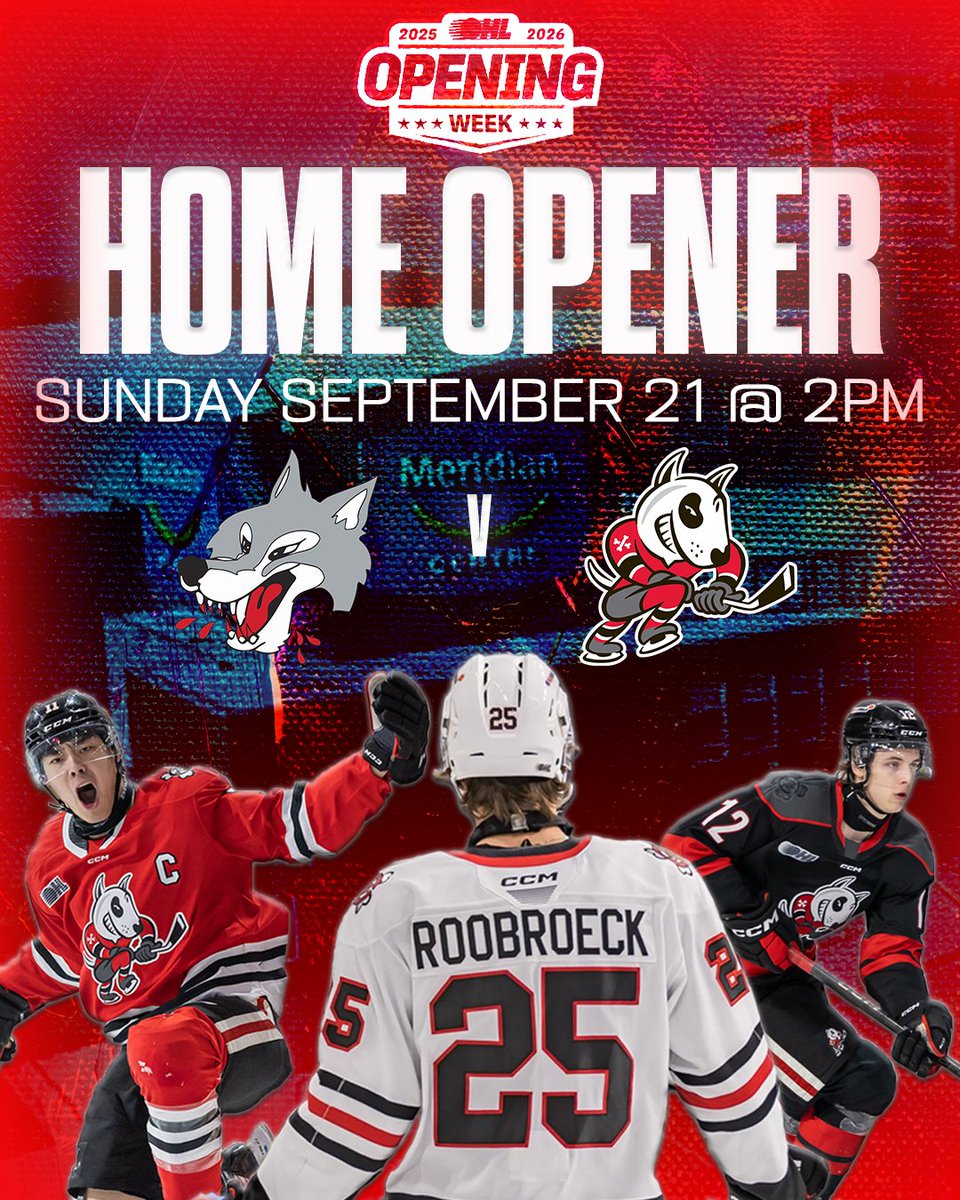 Dog Country, the moment we’ve all been waiting for….

We are back in action at the Meridian Centre on Sunday September 21st at 2pm for our 2025-2026 Home Opener v <a href="/Sudbury_Wolves/">Sudbury Wolves</a>. 🤩

Stay Tuned for more information regarding the rest of the schedule.

#DogCountry